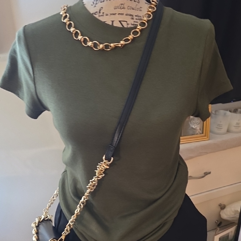 A New Day Dark Green Short Sleeve Top